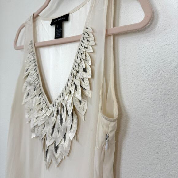Pink Tartan 100% Silk Sleeveless Top Cream Embroidered Appliqué V Neck Size 6 - Picture 3 of 6